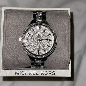 Michael Kors Silver and Crystal Embellished Watch